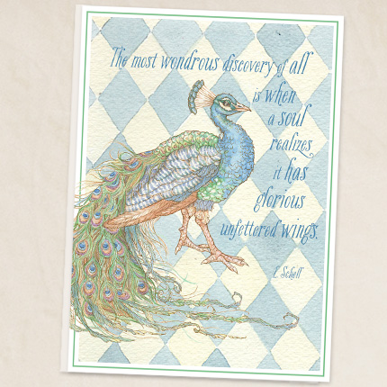Peacock with quote
